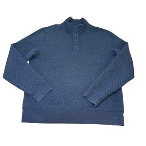 Jack Spade New York Mens Quilted‎ Pullover Button Mock Neck Sweater L/G Blue